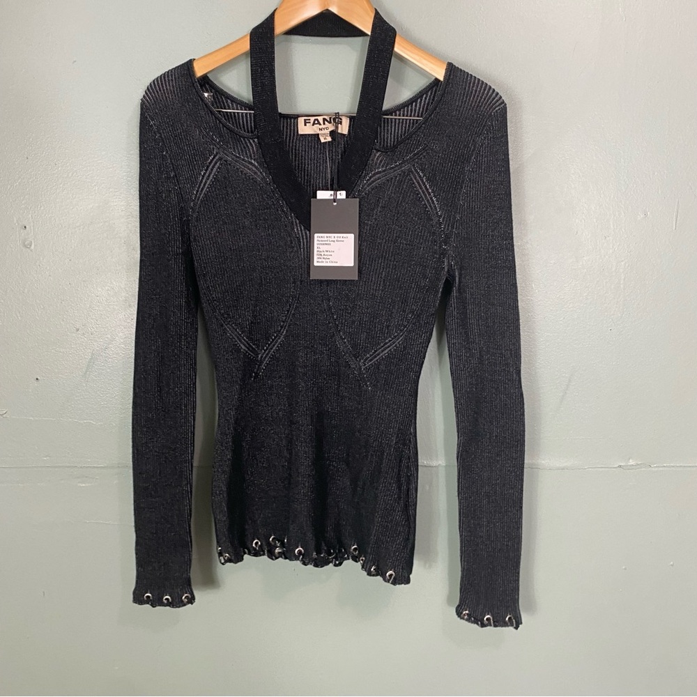 Urban Outfitters FANG NYC Paracord Long Sleeve Black XL Halter Grommets